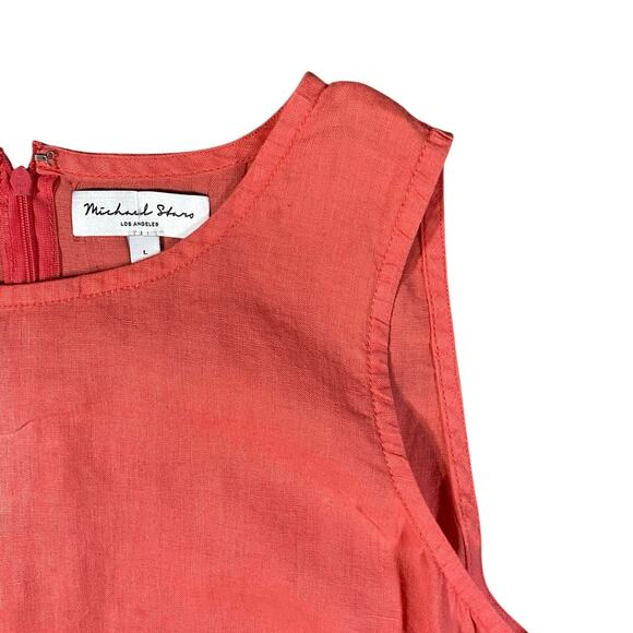 Michael Stars Tie Back Coral Linen Midi Dress - L - Picture 2 of 3